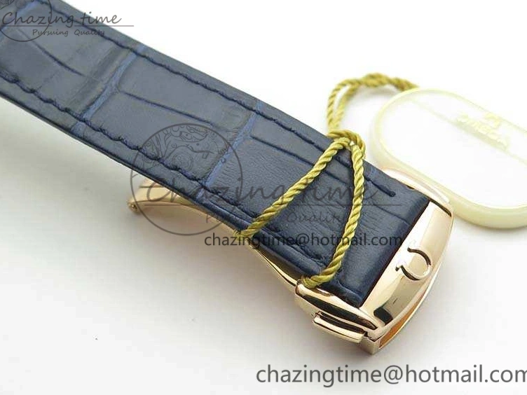 1230 QuickDry De Ville Chronograph RG OMF 1:1 Best Edition Blue Dial On Blue Leather Strap A 8107